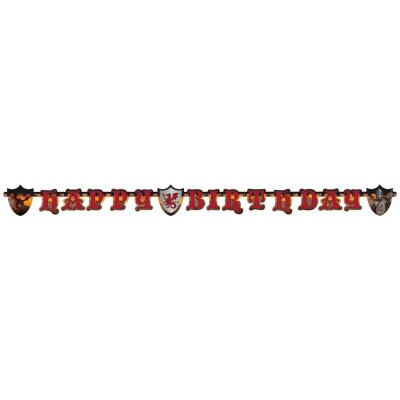 Girlande Happy Birthday - Ritterparty, 8 Stück