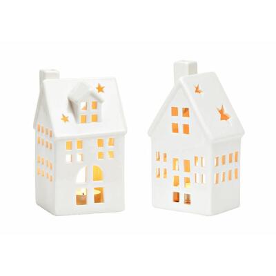 Windlicht Haus aus Porzellan 8 x 16 x 7 cm