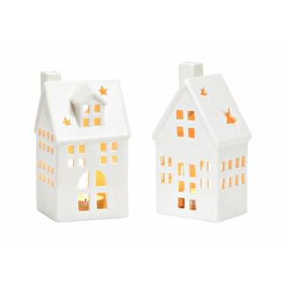 Windlicht Haus aus Porzellan 8 x 16 x 7 cm