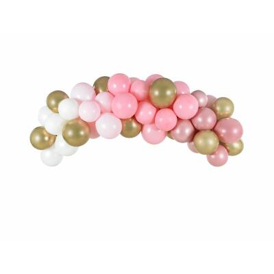 DIY Ballongirlande 2 m - 60 Ballons - pink, weiß & gold