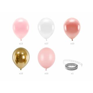 DIY Ballongirlande 2 m - 60 Ballons - pink, weiß & gold