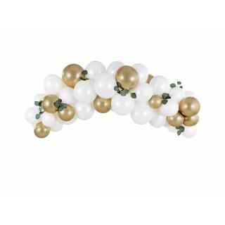 DIY Ballongirlande 2 m - 60 Ballons - weiß & gold