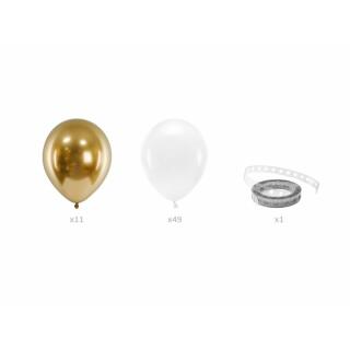 DIY Ballongirlande 2 m - 60 Ballons - weiß & gold