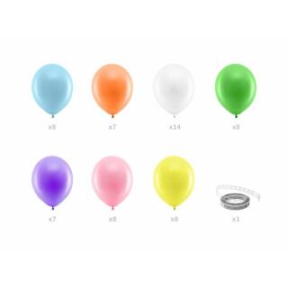 DIY Ballongirlande 2 m - 60 Ballons - Regenbogen