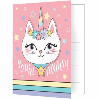 Katze - Caticorn  -  Einladungskarten, 8 Stück