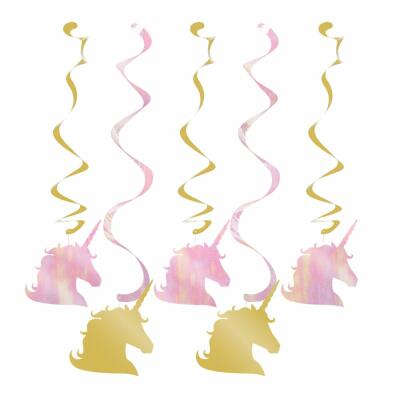 Hängedekoration - goldenes Einhorn, 5-teilig