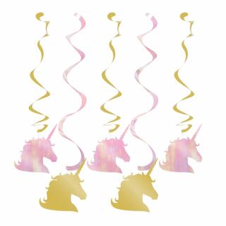 Hängedekoration - goldenes Einhorn, 5-teilig