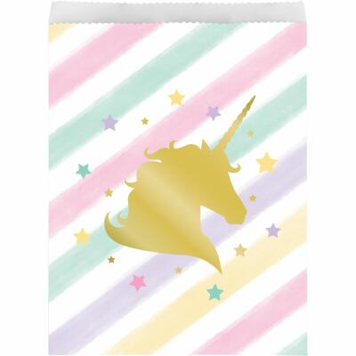 Partytüten aus Papier - goldenes Einhorn, 8 Stück
