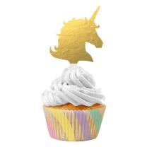 Muffinförmchen + Picker goldenes Einhorn, 24-teilig