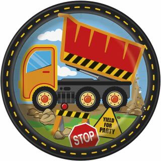 Baufahrzeuge - Baustelle - Pappteller, 8 Stück