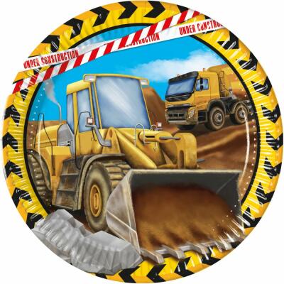 Baustelle - Construction - Pappteller, 8 Stück