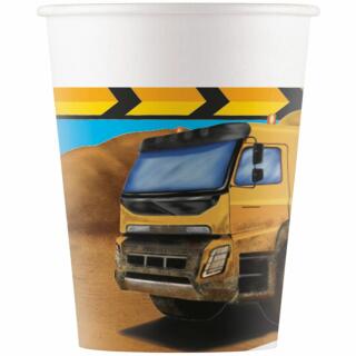 Baustelle - Construction - Pappbecher, 8 Stück