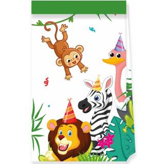 Papier-Partytüten Dschungel Party - Affe Löwe Zebra, 4 Stück