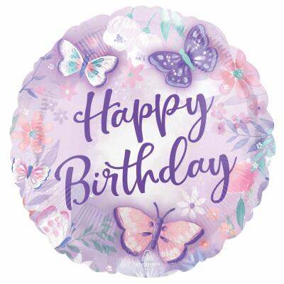 Schmetterling - Flutter -  Folienballon Happy Birthday 43 cm