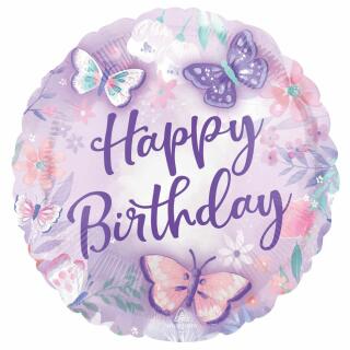 Schmetterling - Flutter -  Folienballon Happy Birthday 43 cm