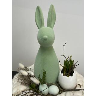 Hase beflockt hellgrün 48 cm