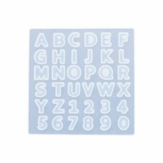 Silikon Gießform Buchstaben & Zahlen - 13,5 x 13,5 x 0,5 cm