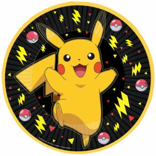 64-teiliges Party-Set - Pokemon Pikachu + Papiertrinkhalme rot/gelb  für 16 Kinder