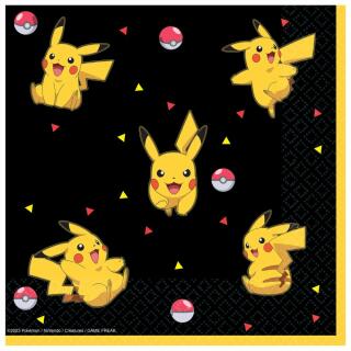 64-teiliges Party-Set - Pokemon Pikachu + Papiertrinkhalme rot/gelb  für 16 Kinder