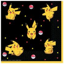 64-teiliges Party-Set - Pokemon Pikachu + Papiertrinkhalme schwarz/gelb für 16 Kinder