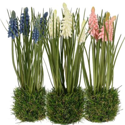 Kunstblume Hyazinthe auf Grasballen 24 cm