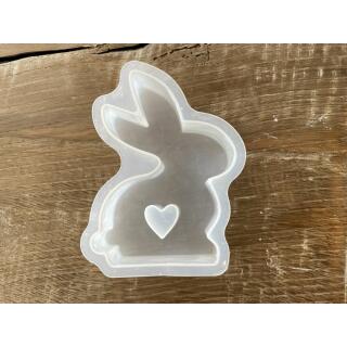 Silikonform Hase sitzend mit Herz 11,5 x 8 x 2,5 cm (641)