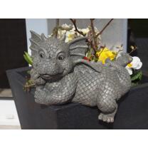 Gartenfigur - Drache - Gartendrache Kantenhocker schaut nach links (220)