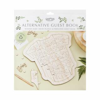 Babyparty Gästebuch Puzzle Baby Body, 18-teilig