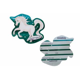 77-teiliges Party-Set - Sternenschweif Einhorn -Teller Becher Servietten Platzsets Wimpelkette Einladungen Luftballons Partyboxen Trinkhalme  für  8  Kinder