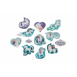 67-teiliges Party-Set - Sternenschweif Einhorn - Teller Becher Servietten XXL-Konfetti Muffin-Banderolen Picker Trinkhalme  für 8 Kinder