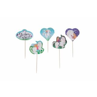 67-teiliges Party-Set - Sternenschweif Einhorn - Teller Becher Servietten XXL-Konfetti Muffin-Banderolen Picker Trinkhalme  für 8 Kinder
