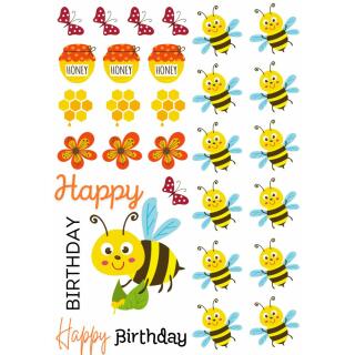 Kerzentattoos Biene Happy Birthday