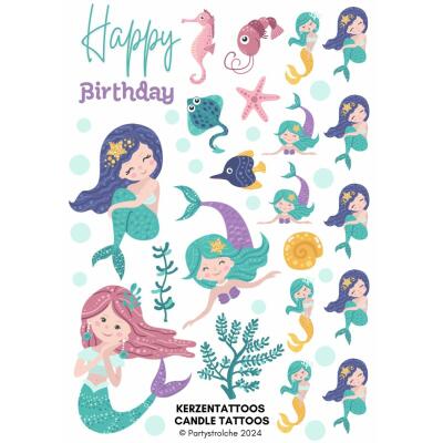 Kerzentattoos Meerjungfrau Happy Birthday