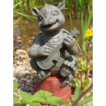 Gartenfigur - Gartendrache auf Blumentopf - spielt...