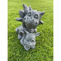 Gartenfigur - Gartendrache -zwei spielende Drachen (GD109)