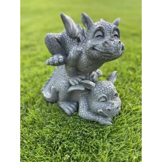 Gartenfigur - Gartendrache -zwei spielende Drachen (GD109)
