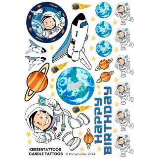 Kerzentattoos Astronaut - Happy Birthday