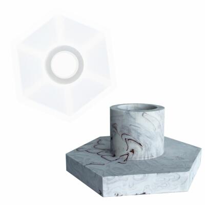 Silikon Gießform Kerzenhalter Sechseck 10 x 5 cm x 8,2 cm