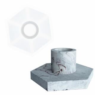 Silikon Gießform Kerzenhalter Sechseck 10 x 5 cm x 8,2 cm