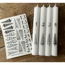 Kerzentattoos Advent - Bäume und Zahlen schwarz