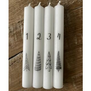 Kerzentattoos Advent - Bäume und Zahlen schwarz