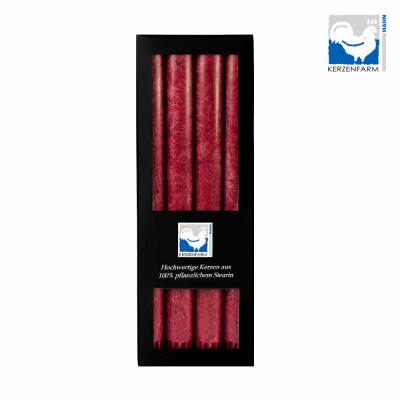 4 Stabkerzen Stearin 250 x 22 mm in Geschenkbox - 06 dunkelrot