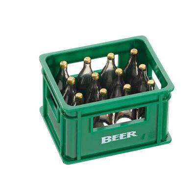 Miniatur Bierkiste mit Flaschenöffner grün