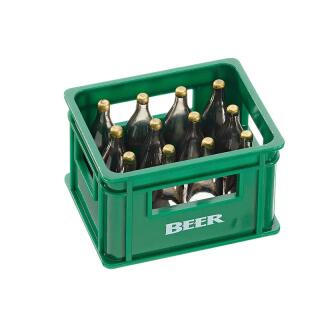 Miniatur Bierkiste mit Flaschenöffner grün