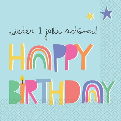 Servietten - Happy Birthday - wieder 1 Jahr schöner