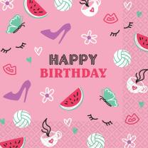 Servietten - Happy Birthday pink