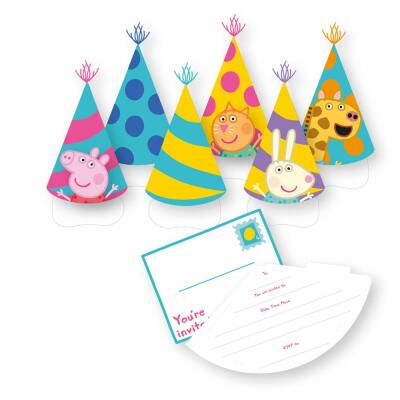 Peppa Pig Einladungskarten mit Umschlag - Design 2024, 6 Stück