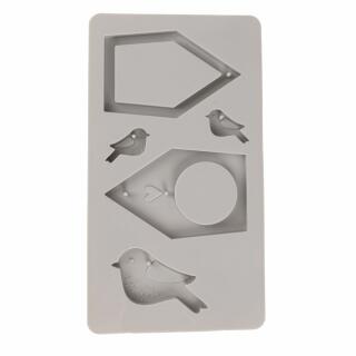 Silikon Gießform Vogelhäuser + Vögel