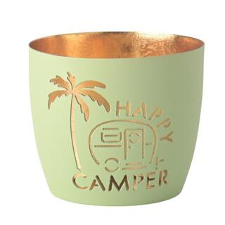Windlicht Happy Camper  pastellgrün/gold