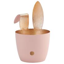 Windlicht Hase mit Knickohr pastellrosa/gold
